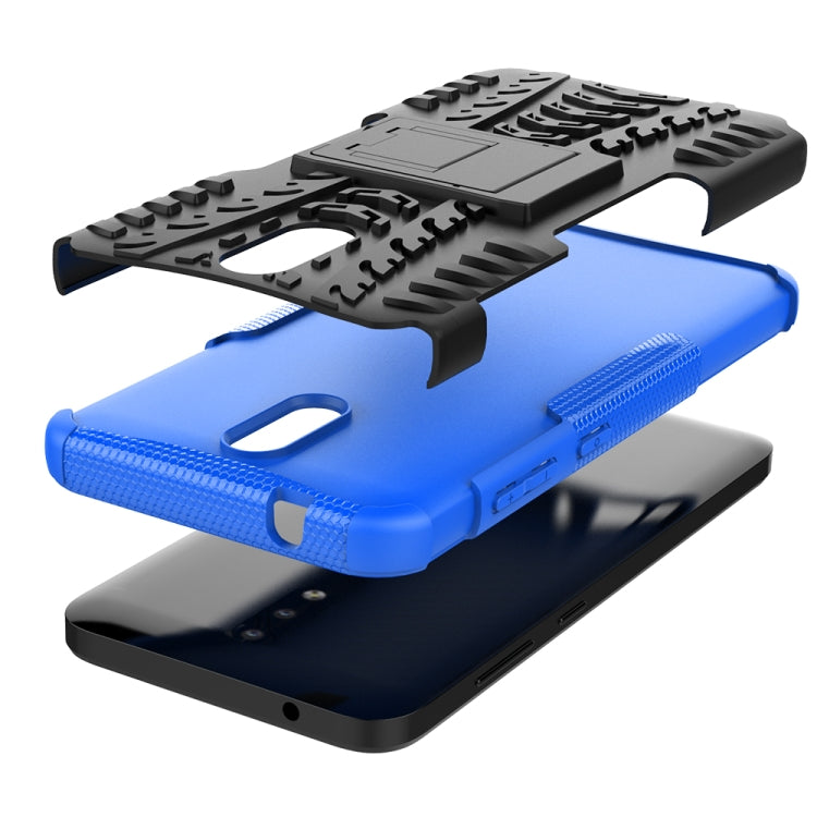 For Nokia 2.3 Tire Texture Shockproof TPU+PC Protective Case with Holder(Blue)