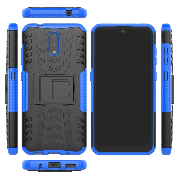 For Nokia 2.3 Tire Texture Shockproof TPU+PC Protective Case with Holder(Blue)