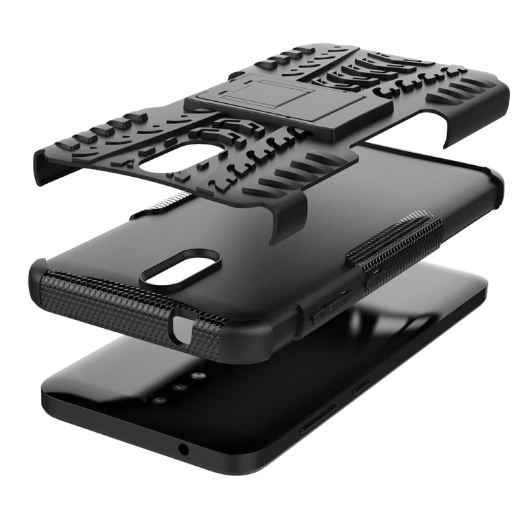 For Nokia 2.3 Tire Texture Shockproof TPU+PC Protective Case with Holder(Black)