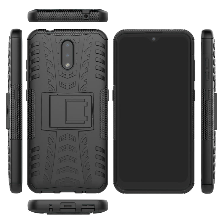 For Nokia 2.3 Tire Texture Shockproof TPU+PC Protective Case with Holder(Black)