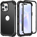 3 in 1 Shockproof Phone Case For iPhone 14 Pro(Black)