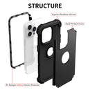 3 in 1 Shockproof Phone Case For iPhone 14 Pro(Black)