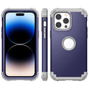 3 in 1 Shockproof Phone Case For iPhone 14 Pro(Navy Blue)