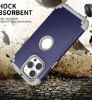 3 in 1 Shockproof Phone Case For iPhone 14 Pro(Navy Blue)