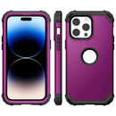 3 in 1 Shockproof Phone Case For iPhone 14 Pro(Dark Purple)