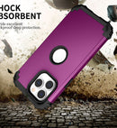 3 in 1 Shockproof Phone Case For iPhone 14 Pro(Dark Purple)