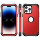 3 in 1 Shockproof Phone Case For iPhone 14 Pro(Red)