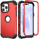 3 in 1 Shockproof Phone Case For iPhone 14 Pro(Red)