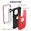 3 in 1 Shockproof Phone Case For iPhone 14 Pro(Red)