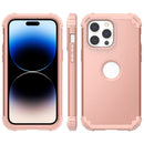 3 in 1 Shockproof Phone Case For iPhone 14 Pro(Rose Gold)