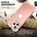 3 in 1 Shockproof Phone Case For iPhone 14 Pro(Rose Gold)