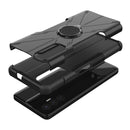 For Tecno Pova 3 Armor Bear Shockproof PC + TPU Phone Case with Ring Holder(Black)