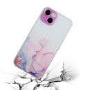 For iPhone 14 Hollow Marble Pattern TPU Straight Edge Fine Hole Protective Case (Pink)