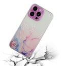 For iPhone 14 Pro Max Hollow Marble Pattern TPU Straight Edge Fine Hole Protective Case Pro Max(Pink)
