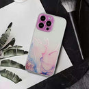 For iPhone 14 Pro Max Hollow Marble Pattern TPU Straight Edge Fine Hole Protective Case Pro Max(Pink)