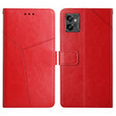 For Motorola Moto G32 HT01 Y-shaped Pattern Flip Leather Phone Case(Red)