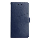 For Motorola Moto G32 HT01 Y-shaped Pattern Flip Leather Phone Case(Blue)