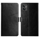 For Motorola Moto G32 HT01 Y-shaped Pattern Flip Leather Phone Case(Black)