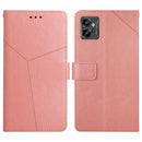 For Motorola Moto G32 HT01 Y-shaped Pattern Flip Leather Phone Case(Pink)
