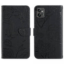 For Motorola Moto G32 HT03 Skin Feel Butterfly Embossed Flip Leather Phone Case(Black)