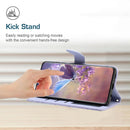 For Motorola Moto G32 HT03 Skin Feel Butterfly Embossed Flip Leather Phone Case(Purple)