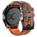 For Garmin Fenix 7 Camouflage Silicone Watch Band(Orange)
