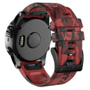 For Garmin Fenix 7 Camouflage Silicone Watch Band(Red)