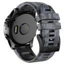 For Garmin Fenix 7 Camouflage Silicone Watch Band(Grey)