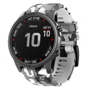 For Garmin Fenix 7X Camouflage Silicone Watch Band(White)