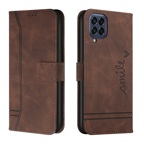 For Samsung Galaxy M33 Retro Skin Feel Horizontal Flip Leather Phone Case(Coffee)