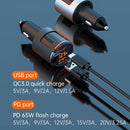 SC01 65W QC3.0 + PD Dual Ports Car Charger with Voltage Display(Black)
