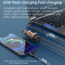 SC01 65W QC3.0 + PD Dual Ports Car Charger with Voltage Display(Black)