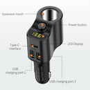 C03 Dual USB Fast Charge Car Charger Voltage Detection with Independent Switch(Black)