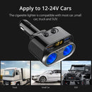 C47PQ Car Cigarette Lighter + Dual USB + Type-C Car Charger(Black)