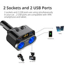 C47PQ Car Cigarette Lighter + Dual USB + Type-C Car Charger(Black)