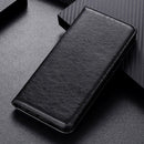 For iPhone SE 2022 / SE 2020 Magnetic Suction Crazy Horse Pattern PU Left and Right Open with Bracket and Card Slot and Wallet(Black)