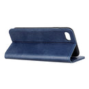 For iPhone SE 2022 / SE 2020 Magnetic Suction Crazy Horse Pattern PU Left and Right Open with Bracket and Card Slot and Wallet(Blue)