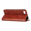 For iPhone SE 2022 / SE 2020 Magnetic Suction Crazy Horse Pattern PU Left and Right Open with Bracket and Card Slot and Wallet(Brown)