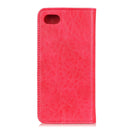For iPhone SE 2022 / SE 2020 Magnetic Suction Crazy Horse Pattern PU Left and Right Open with Bracket and Card Slot and Wallet(Red)
