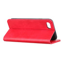 For iPhone SE 2022 / SE 2020 Magnetic Suction Crazy Horse Pattern PU Left and Right Open with Bracket and Card Slot and Wallet(Red)