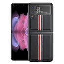 For Samsung Galaxy Z Flip4 Litchi Texture Genuine Leather Color Strip Phone Case(Black)