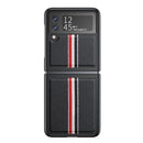 For Samsung Galaxy Z Flip4 Litchi Texture Genuine Leather Color Strip Phone Case(Black)