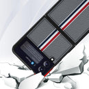 For Samsung Galaxy Z Flip4 Litchi Texture Genuine Leather Color Strip Phone Case(Black)