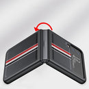 For Samsung Galaxy Z Flip4 Litchi Texture Genuine Leather Color Strip Phone Case(Black)