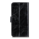 For iPhone SE 2022 / SE 2020 Vintage Crazy Horse PU + + Left and Right Leather Case with Photo Frame & Bracket & Front and Back Buckle(Black)