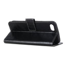 For iPhone SE 2022 / SE 2020 Vintage Crazy Horse PU + + Left and Right Leather Case with Photo Frame & Bracket & Front and Back Buckle(Black)
