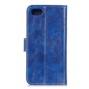 For iPhone SE 2022 / SE 2020 Vintage Crazy Horse PU + + Left and Right Leather Case with Photo Frame & Bracket & Front and Back Buckle(Blue)