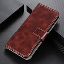 For iPhone SE 2022 / SE 2020 Vintage Crazy Horse PU + + Left and Right Leather Case with Photo Frame & Bracket & Front and Back Buckle(Brown)