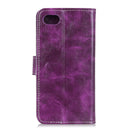 For iPhone SE 2022 / SE 2020 Vintage Crazy Horse PU + + Left and Right Leather Case with Photo Frame & Bracket & Front and Back Buckle(Purple)