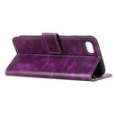 For iPhone SE 2022 / SE 2020 Vintage Crazy Horse PU + + Left and Right Leather Case with Photo Frame & Bracket & Front and Back Buckle(Purple)
